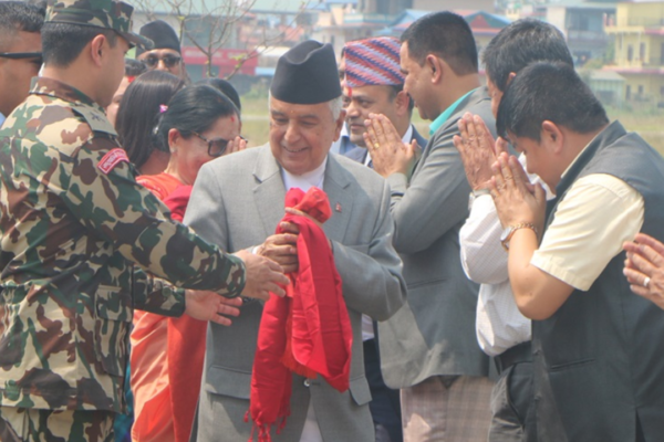 President Paudel Arrives in Chitwan for Bridge Inauguration