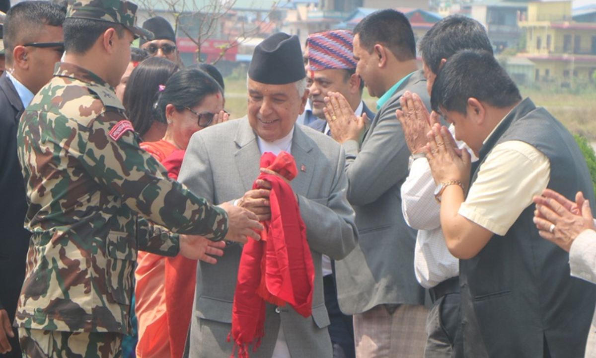 President Paudel Arrives in Chitwan for Bridge Inauguration