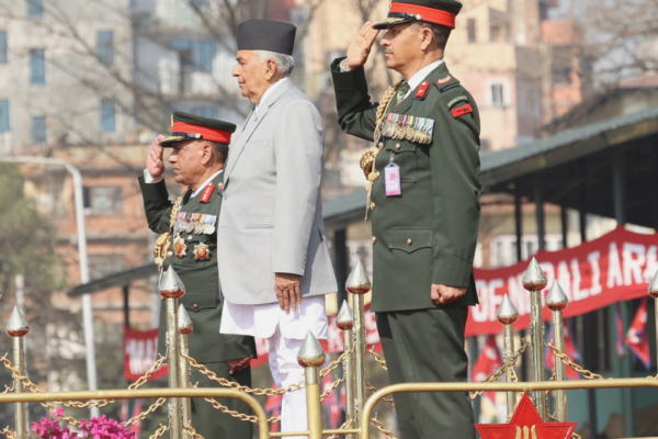 President Ram Chandra Poudel at army day celebration