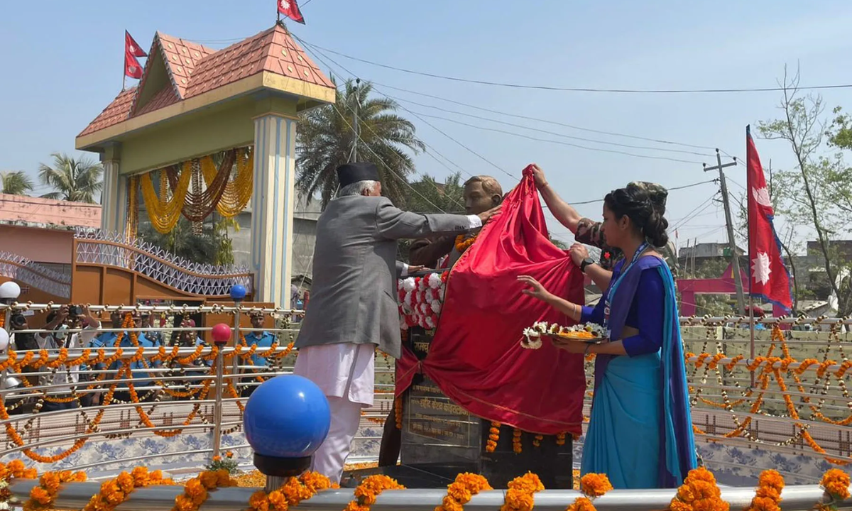 Ram Chandra Paudel inaugurates statues in Jaleshwor